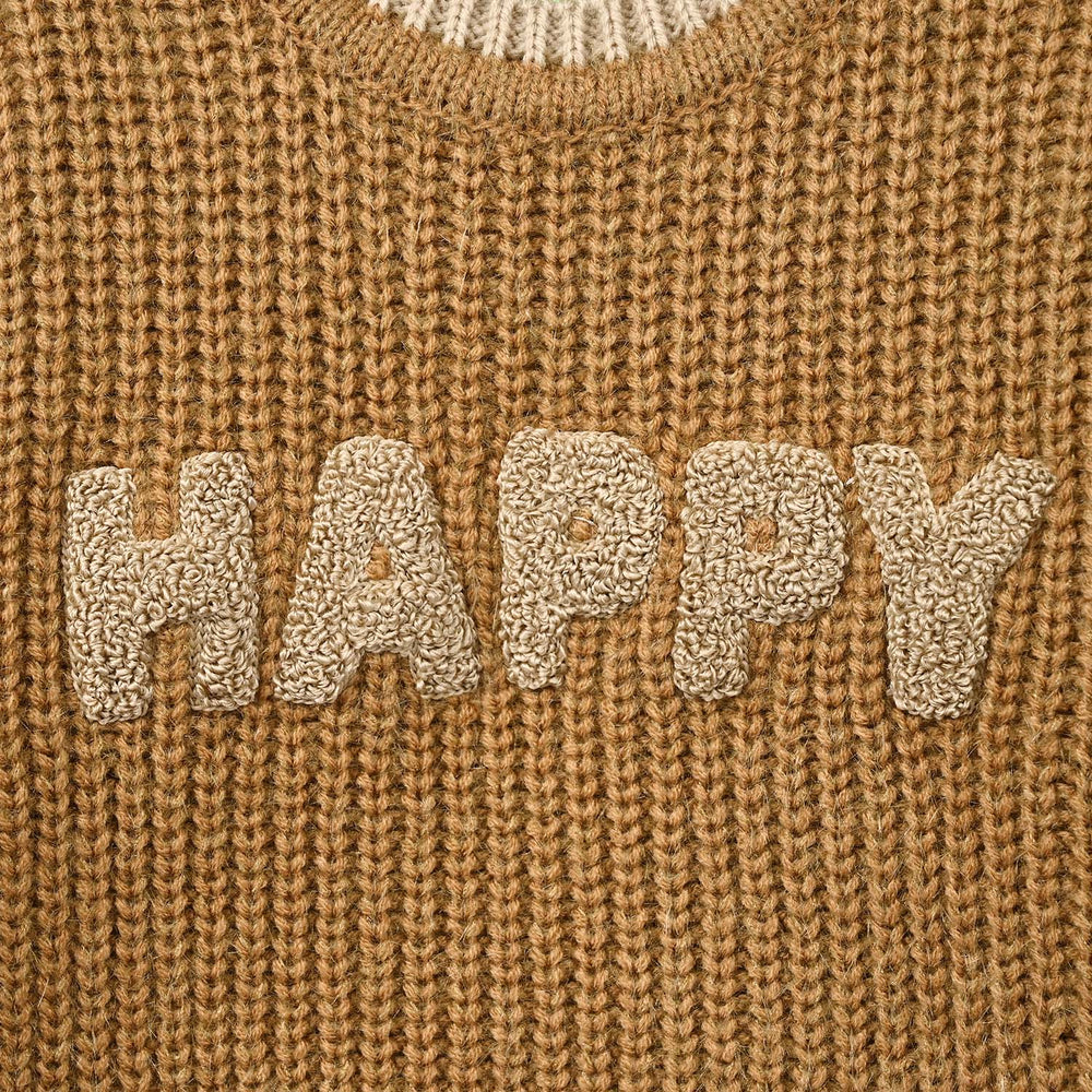 Infant Boys Acrylic Sweater-Happy-Mustard