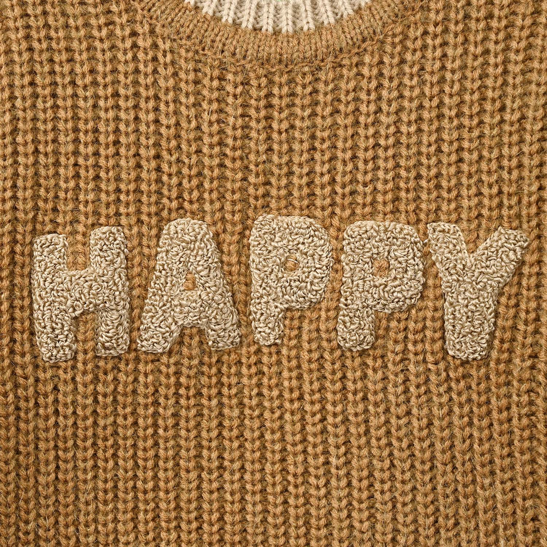 Infant Boys Acrylic Sweater-Happy-Mustard