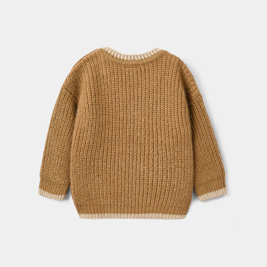 Infant Boys Acrylic Sweater-Happy-Mustard