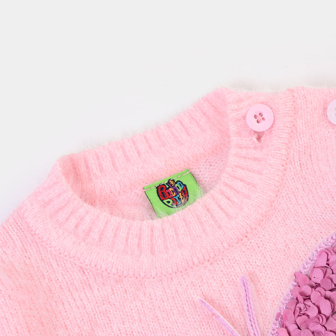 Infant Girls Acrylic Sweater-Petal Butterfly-Pink