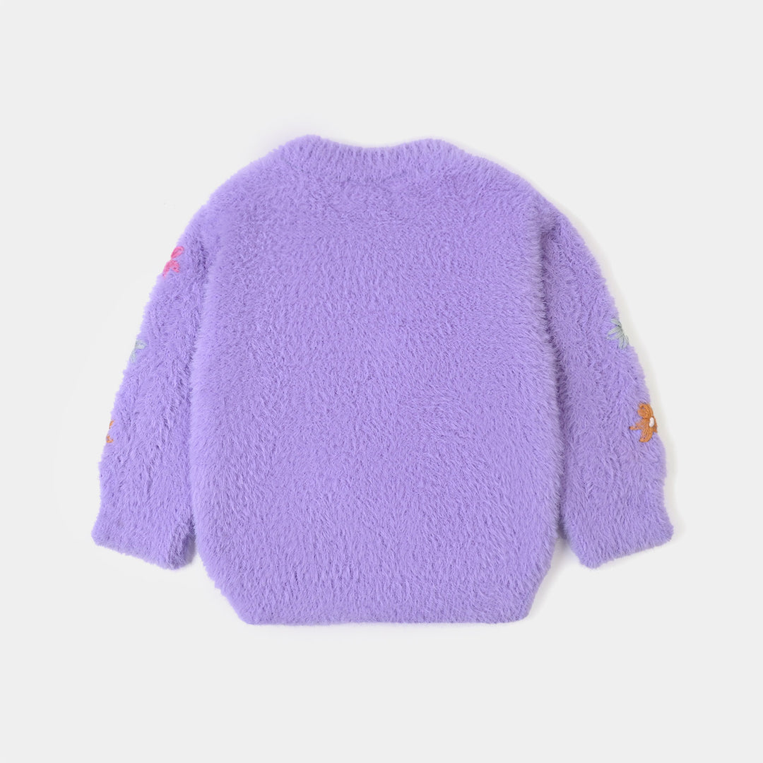 Infant Girls Acrylic Sweater-Flower Fusion-Lilac