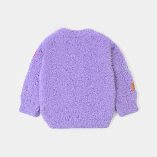 Infant Girls Acrylic Sweater-Flower Fusion-Lilac