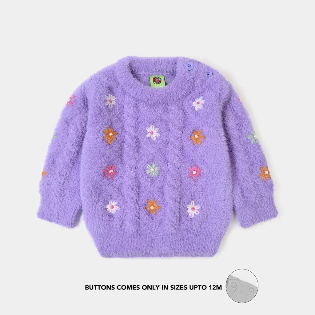 Infant Girls Acrylic Sweater-Flower Fusion-Lilac