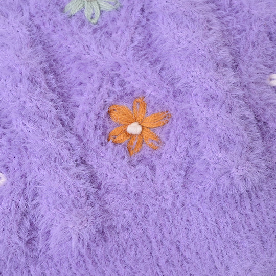 Infant Girls Acrylic Sweater-Flower Fusion-Lilac