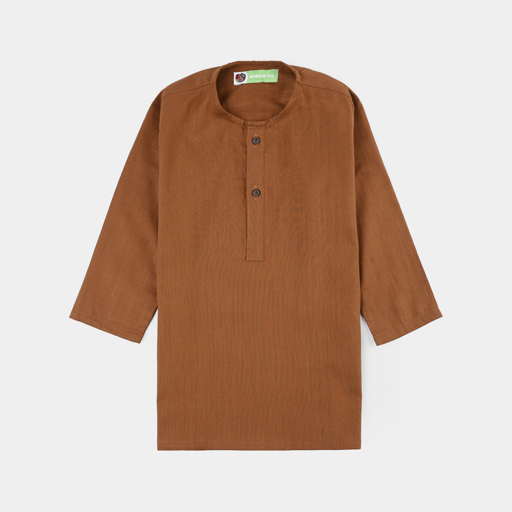 Infant Boys Cotton Slub 3-Piece Suit - Brown