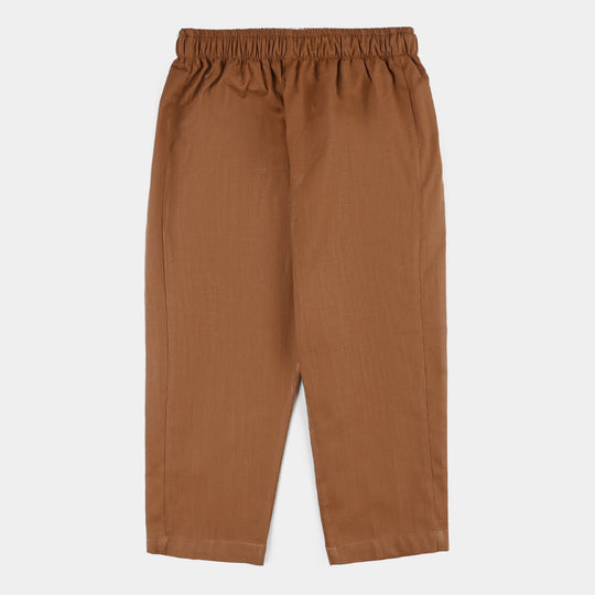 Boys Cotton Slub 3-Piece Suit - Brown