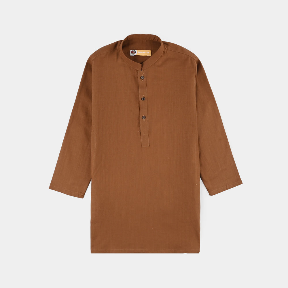 Boys Cotton Slub 3-Piece Suit - Brown