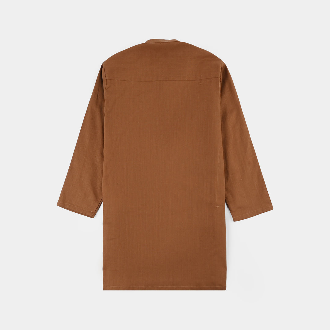 Boys Cotton Slub 3-Piece Suit - Brown