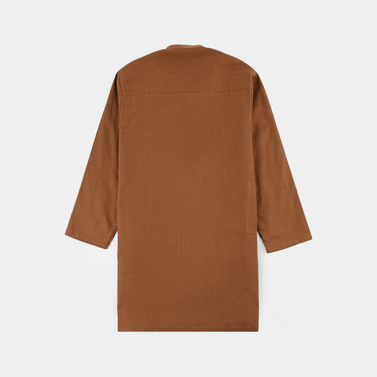 Boys Cotton Slub 3-Piece Suit - Brown