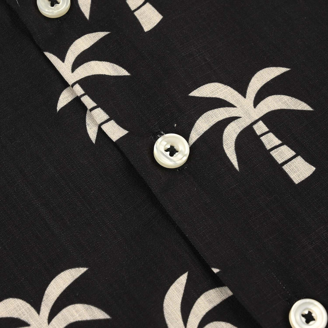 Boys Yarn Dyed Shirt (Palm Tree)-BLACK