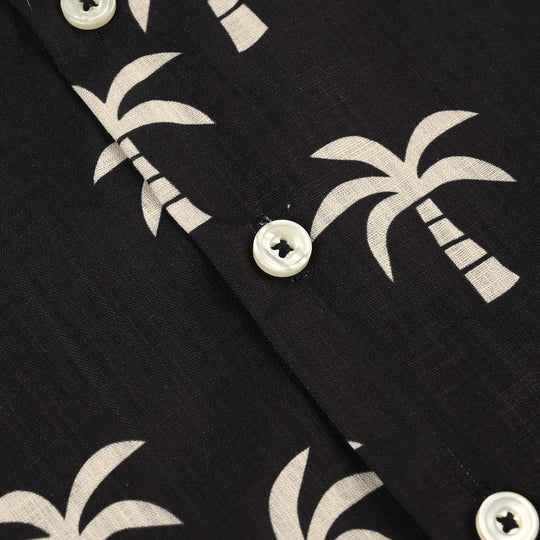 Boys Yarn Dyed Shirt (Palm Tree)-BLACK