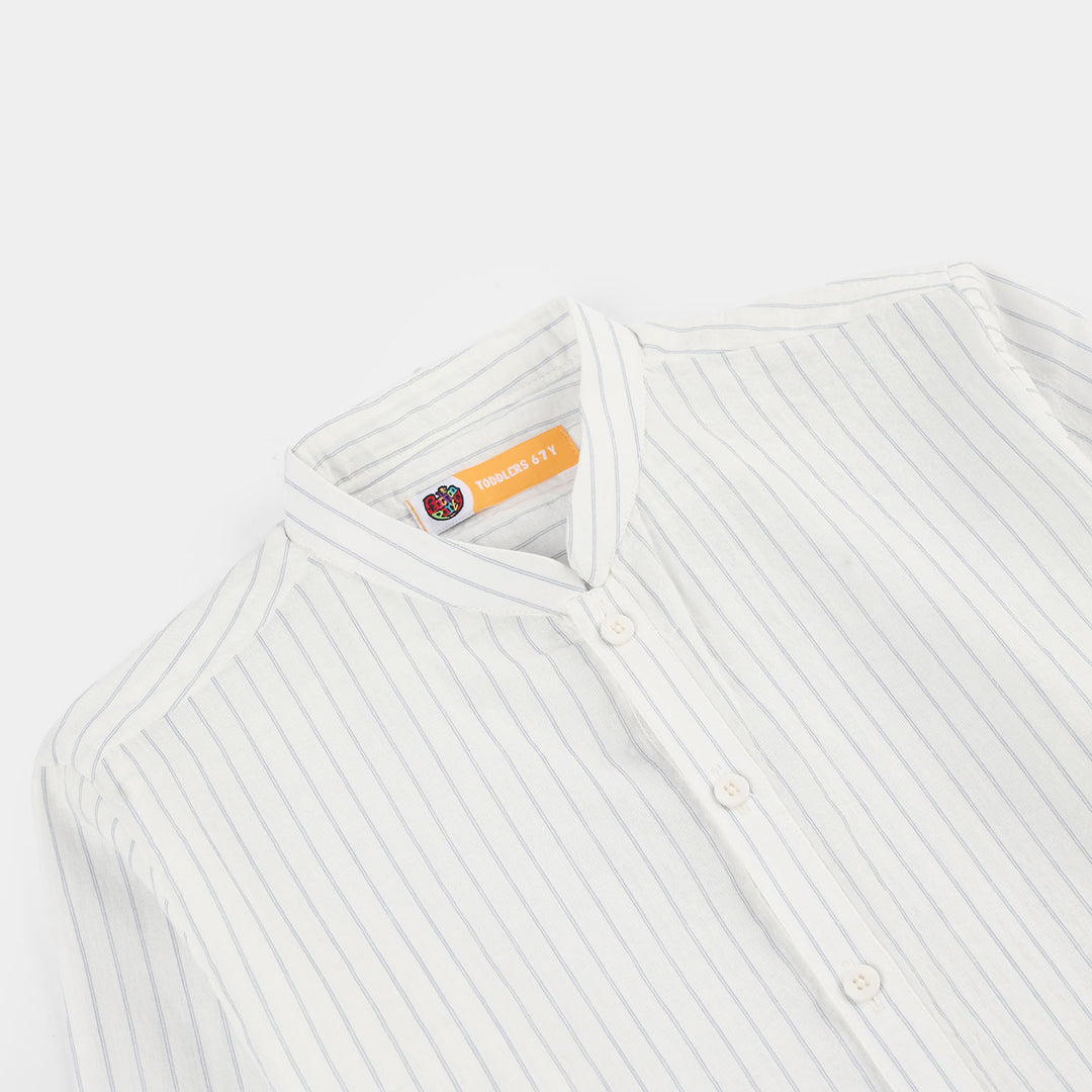 Boys Yarn Dyed Kurta (Stripe) - Blue