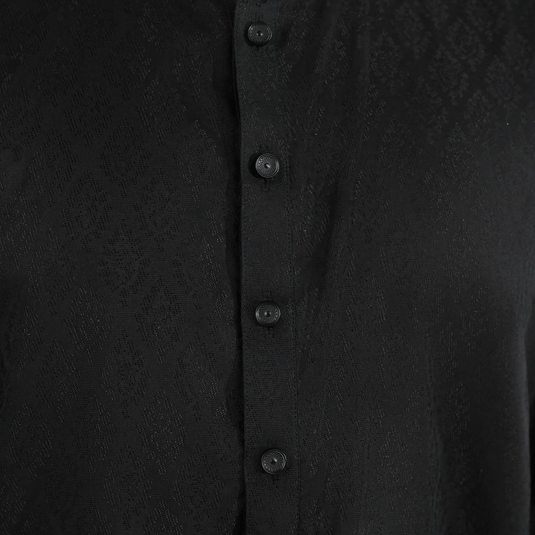 Boys Jacquard Kurta Pajama (Khas) - Black