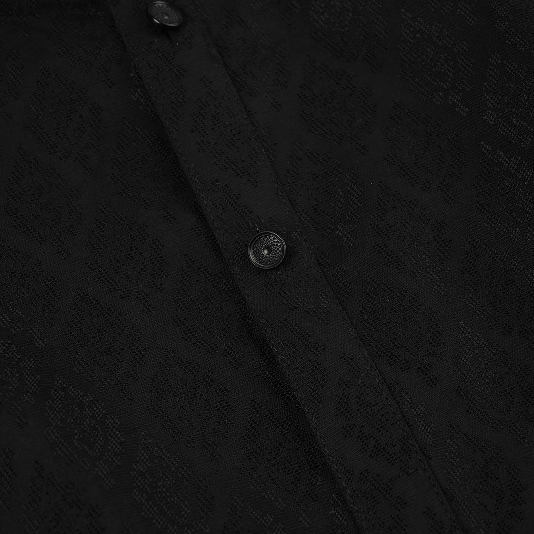 Infant Boys Jacquard Kurta Pajama - Black