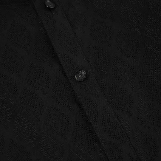 Infant Boys Jacquard Kurta Pajama - Black