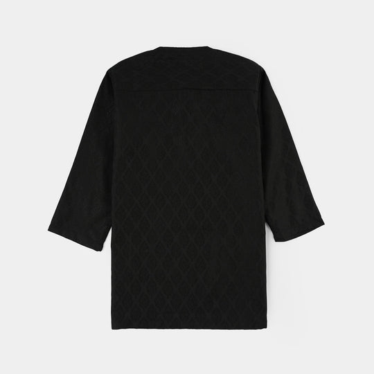 Infant Boys Jacquard Kurta Pajama - Black