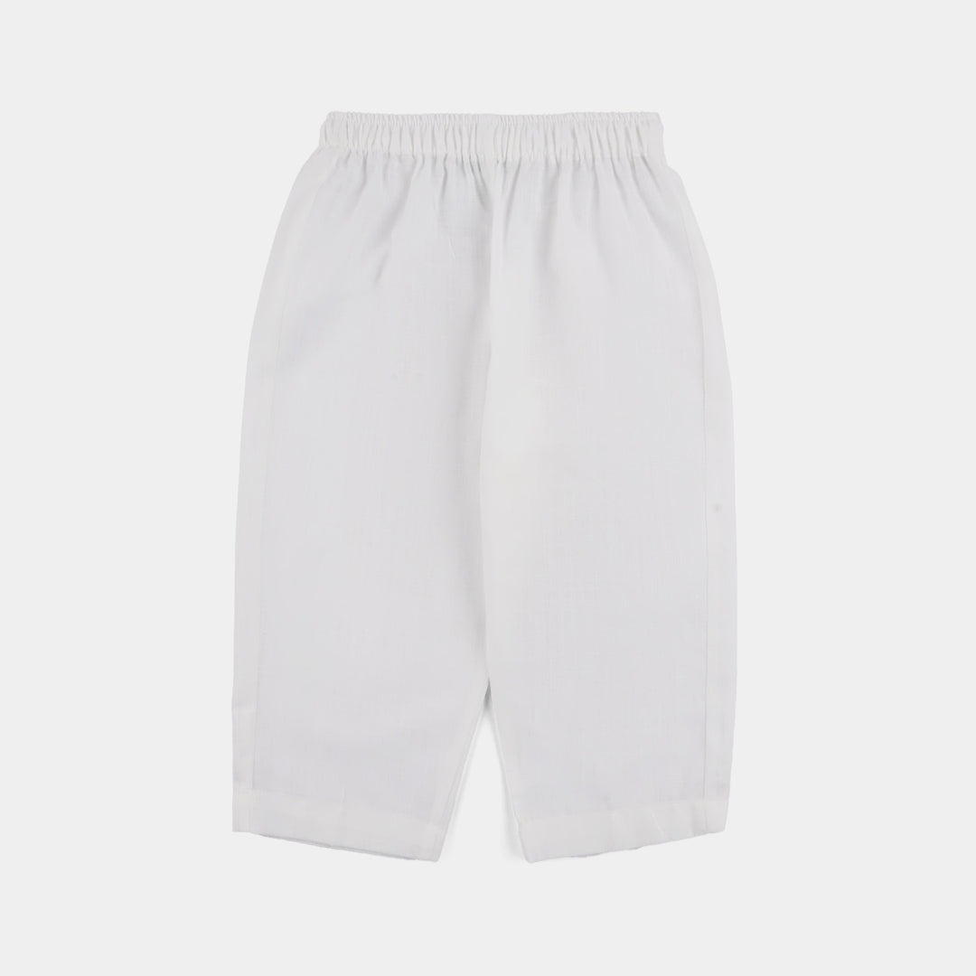 Infant Boys Cotton Slub 3Piece Suit (Front Open) -WHITE