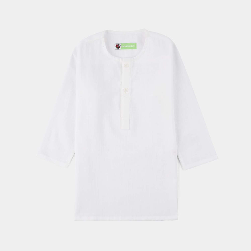 Infant Boys Cotton Slub 3Piece Suit (Front Open) -WHITE