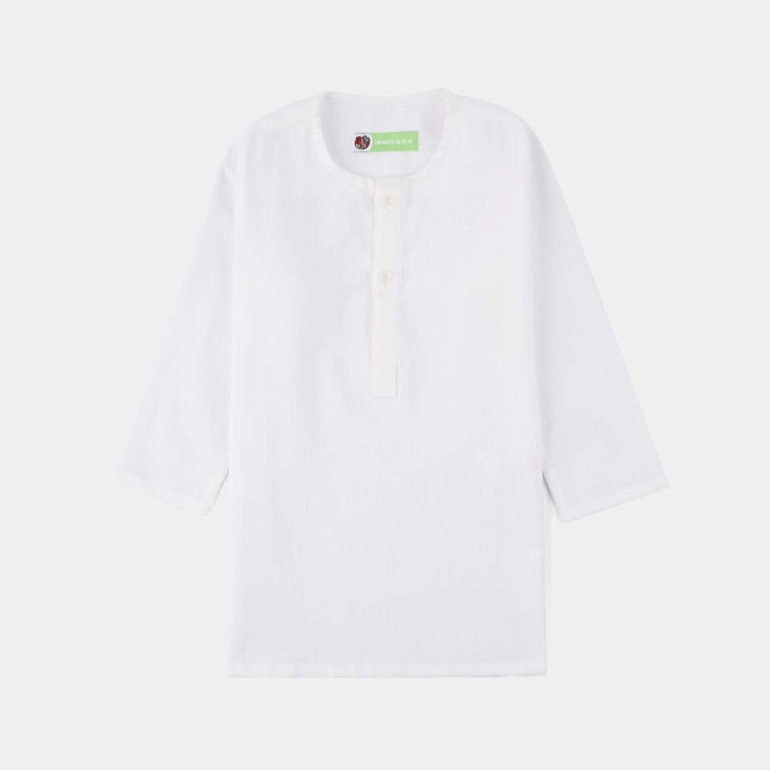 Infant Boys Cotton Slub 3Piece Suit (Front Open) -WHITE