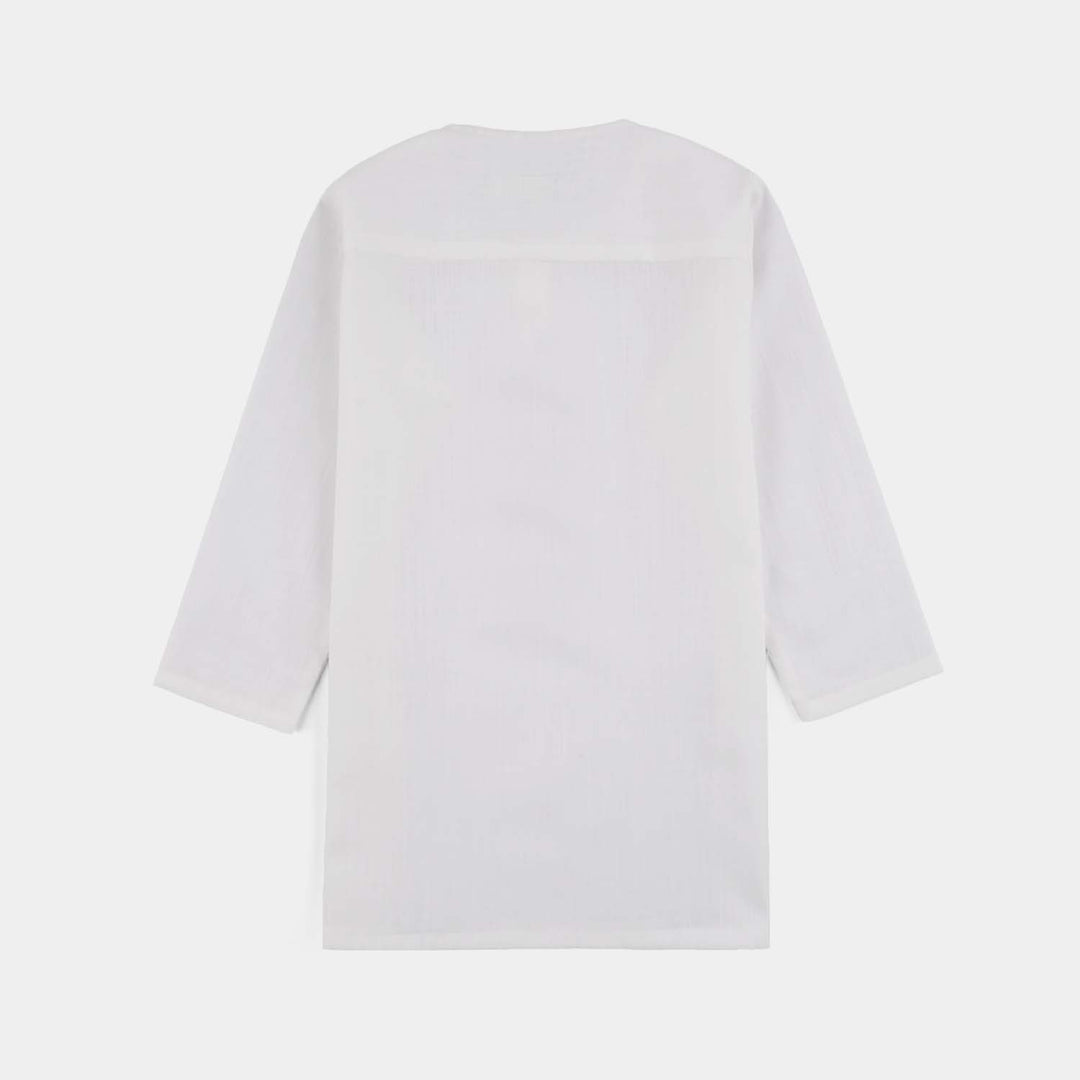 Infant Boys Cotton Slub 3Piece Suit (Front Open) -WHITE