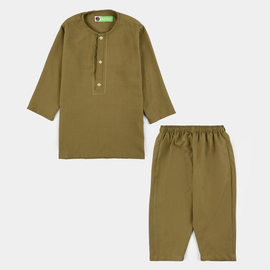 Infant Boys Poly Viscose Kurta Pajama - Green