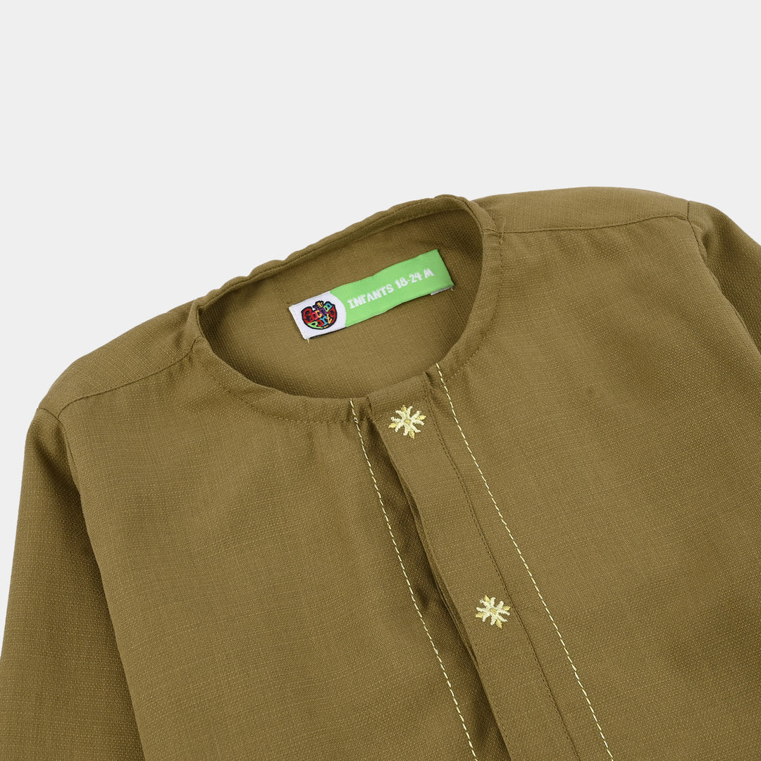 Infant Boys Poly Viscose Kurta Pajama - Green