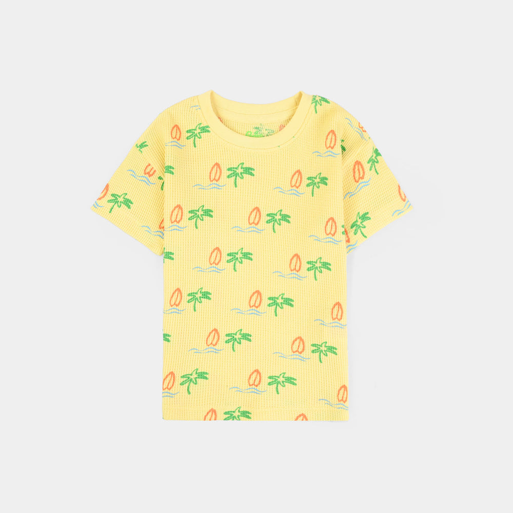 Infant Boys Thermal T-Shirt (Surfboard & Waves) - Yellow