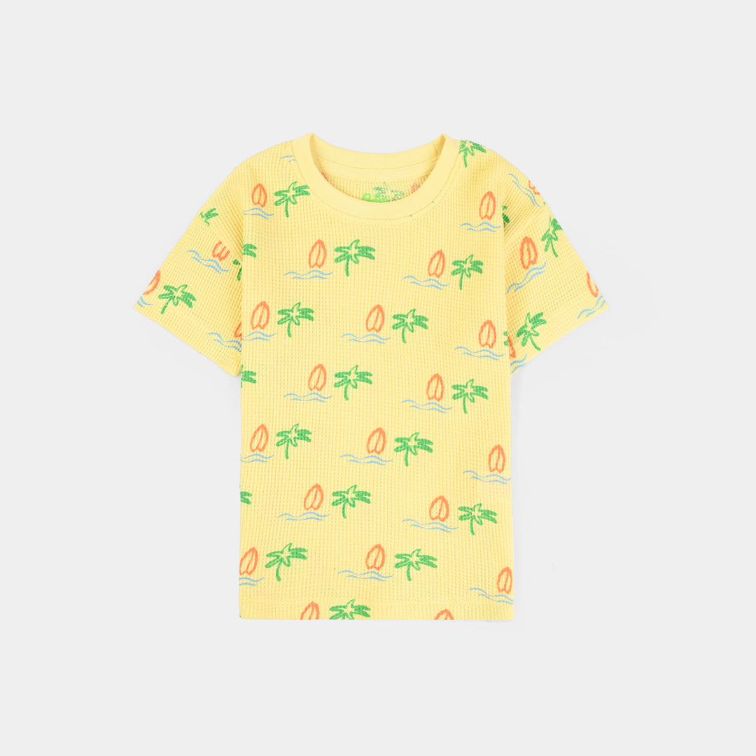 Infant Boys Thermal T-Shirt (Surfboard & Waves) - Yellow