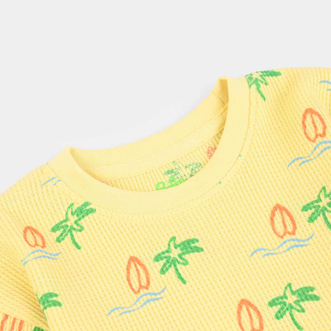 Infant Boys Thermal T-Shirt (Surfboard & Waves) - Yellow