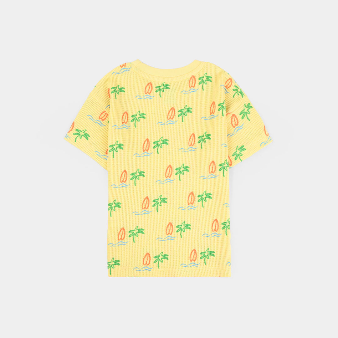 Infant Boys Thermal T-Shirt (Surfboard & Waves) - Yellow