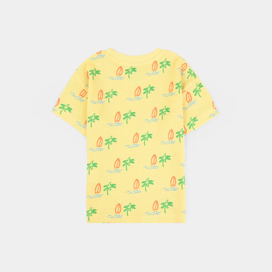 Infant Boys Thermal T-Shirt (Surfboard & Waves) - Yellow