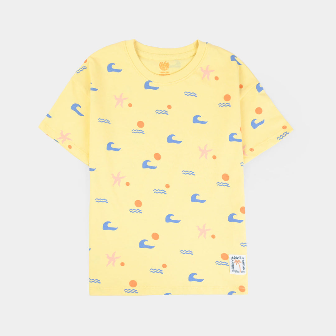 Boys Cotton Jersey T-Shirt (Beach) - Yellow