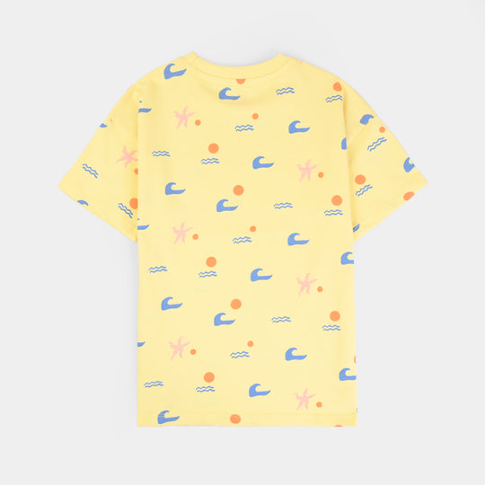 Boys Cotton Jersey T-Shirt (Beach) - Yellow