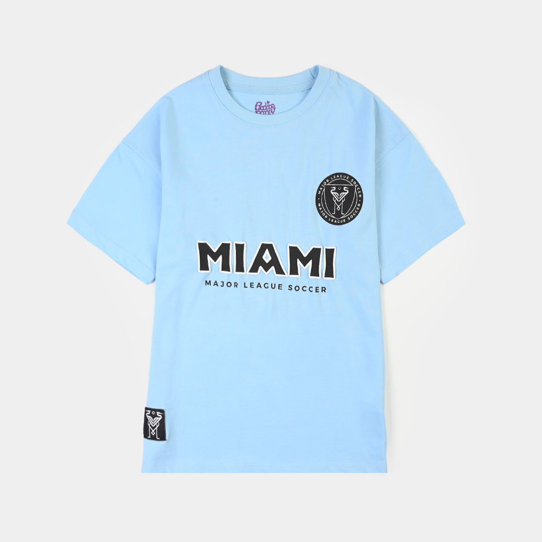 Boys Cotton Jersey T-Shirt Miami-Blue