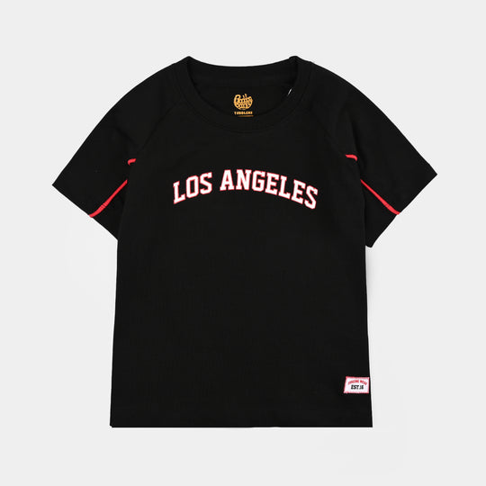 Boys Cotton Jersey T-Shirt H/S Los Angeles-Jet Black