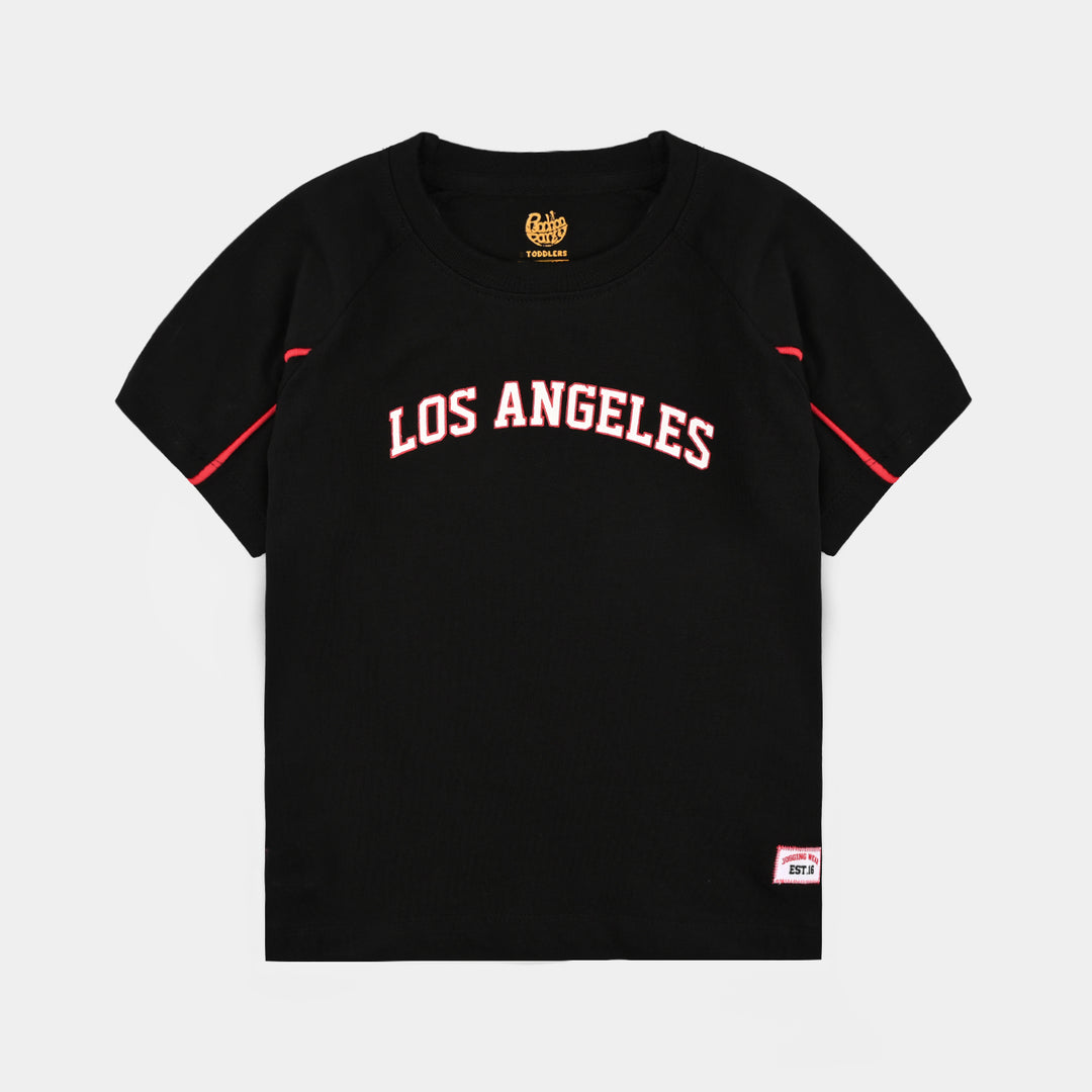 Boys Cotton Jersey T-Shirt H/S Los Angeles-Jet Black