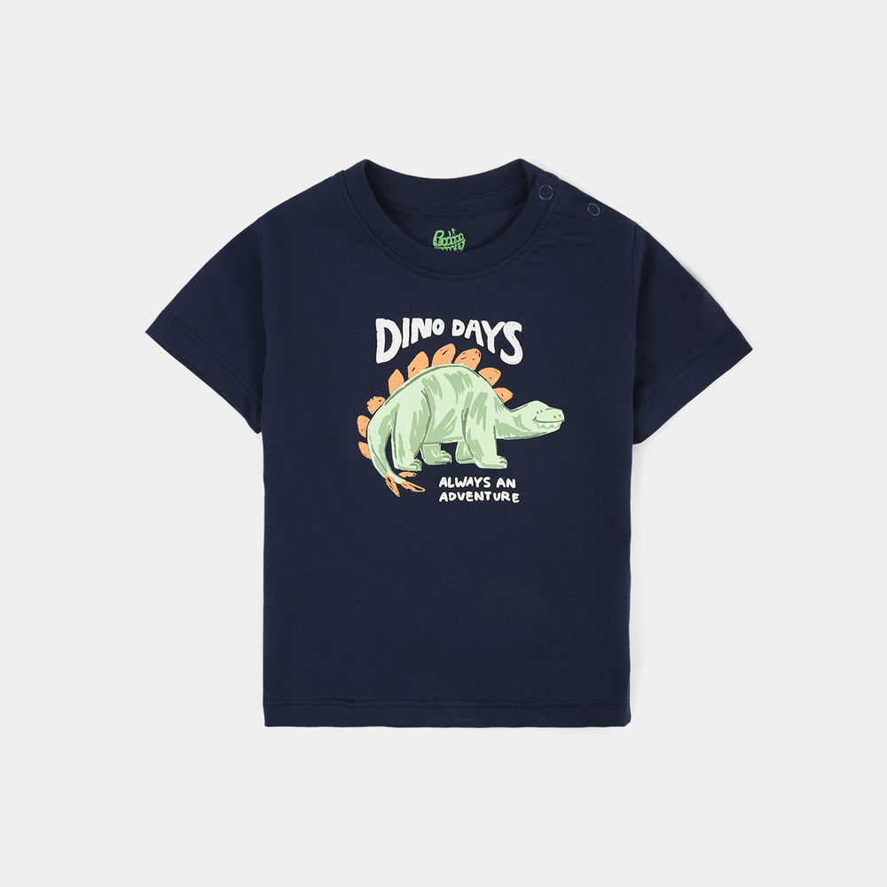 Infant Boys Cotton Jersey T-Shirt H/S Dino Days-NAVY