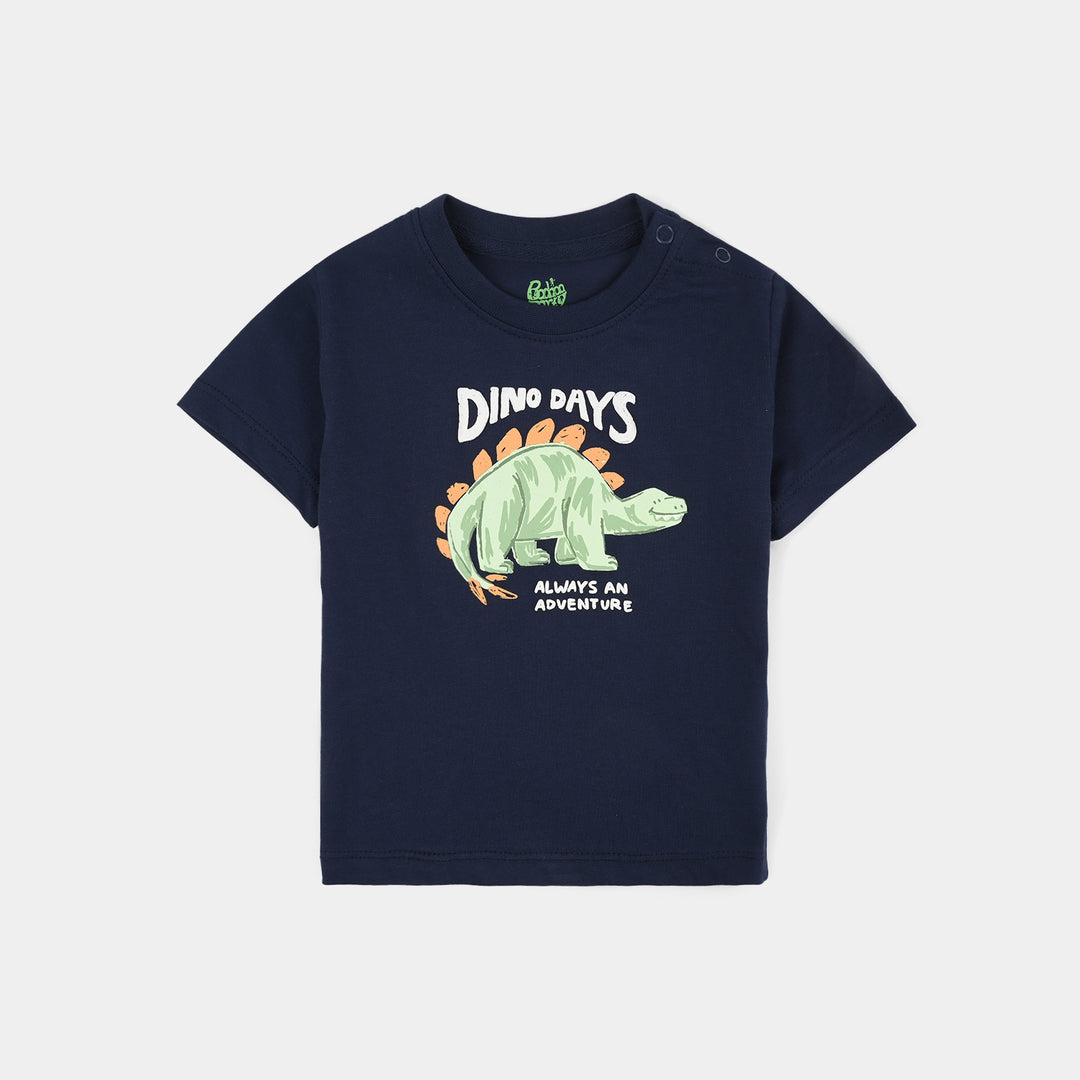 Infant Boys Cotton Jersey T-Shirt H/S Dino Days-NAVY