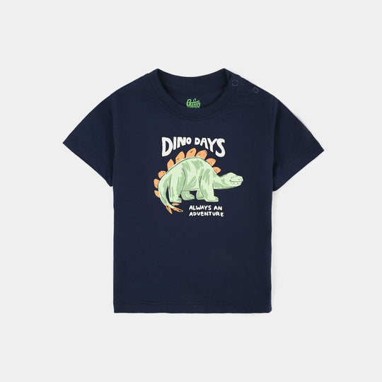 Infant Boys Cotton Jersey T-Shirt H/S Dino Days-NAVY