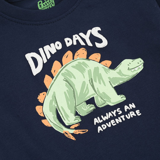 Infant Boys Cotton Jersey T-Shirt H/S Dino Days-NAVY