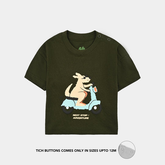 Infant Boys Cotton Jersey T-Shirt H/S Next Stop-Rifle.Green