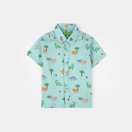 Infant Boys Cotton Slub Shirt (Safari) - Light Green