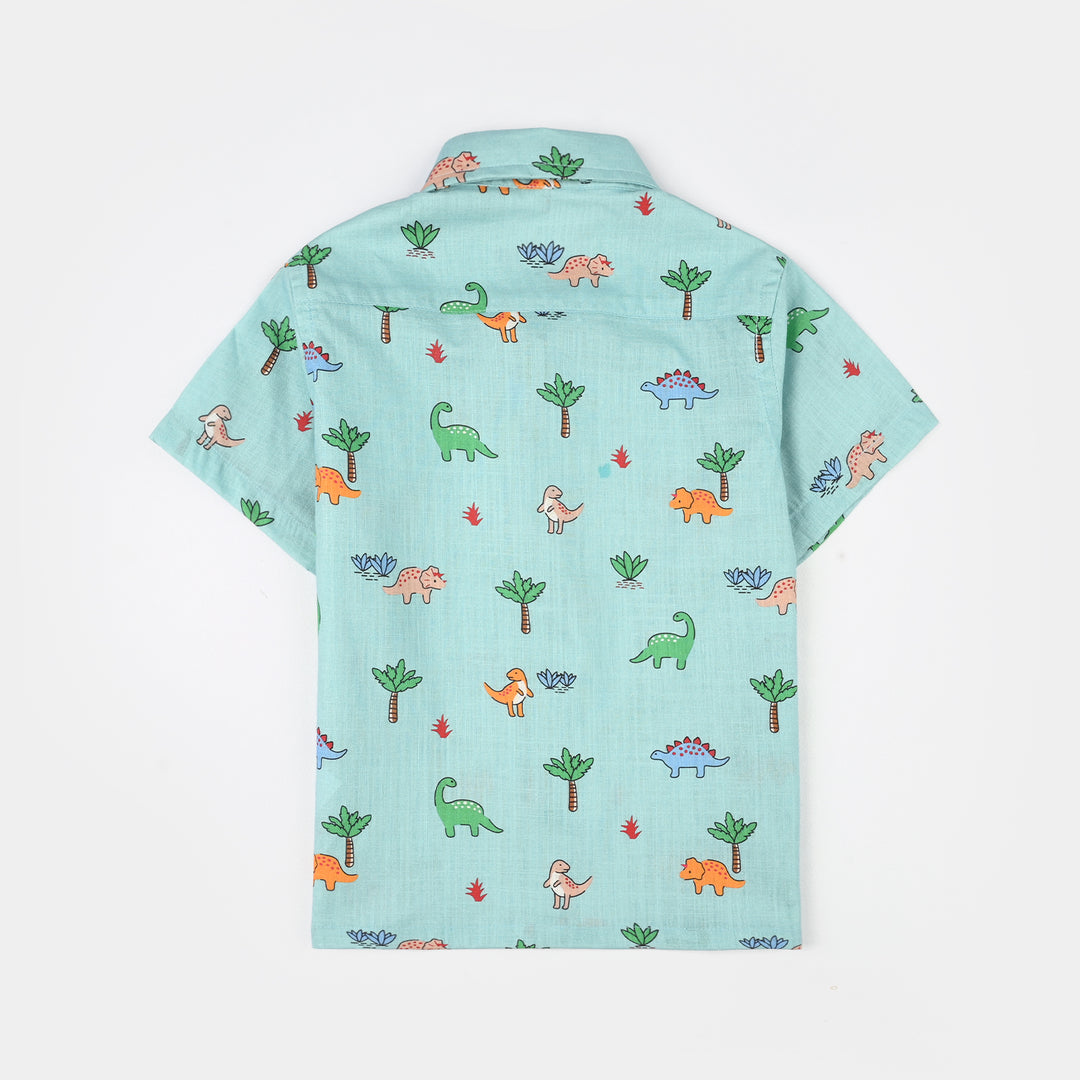 Infant Boys Cotton Slub Shirt & Shorts Set (Safari) - Light Green