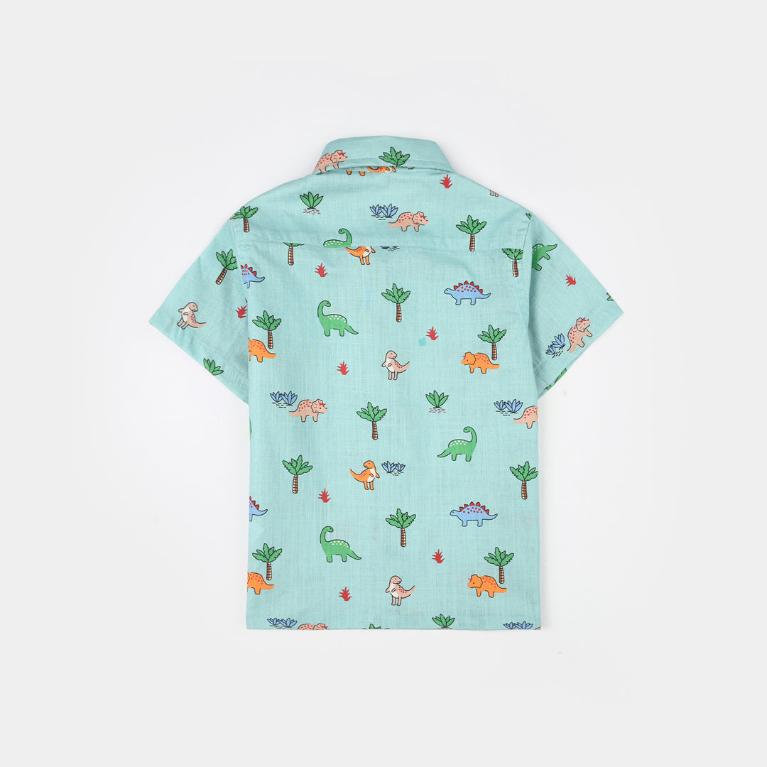 Infant Boys Cotton Slub Shirt (Safari) - Light Green