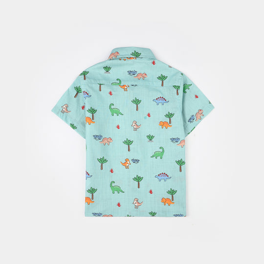 Infant Boys Cotton Slub Shirt (Safari) - Light Green