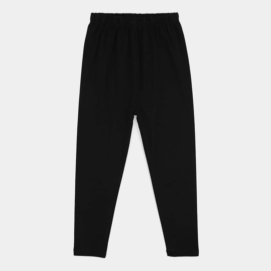 Girls Jersey/Terry Basic Tights - Black