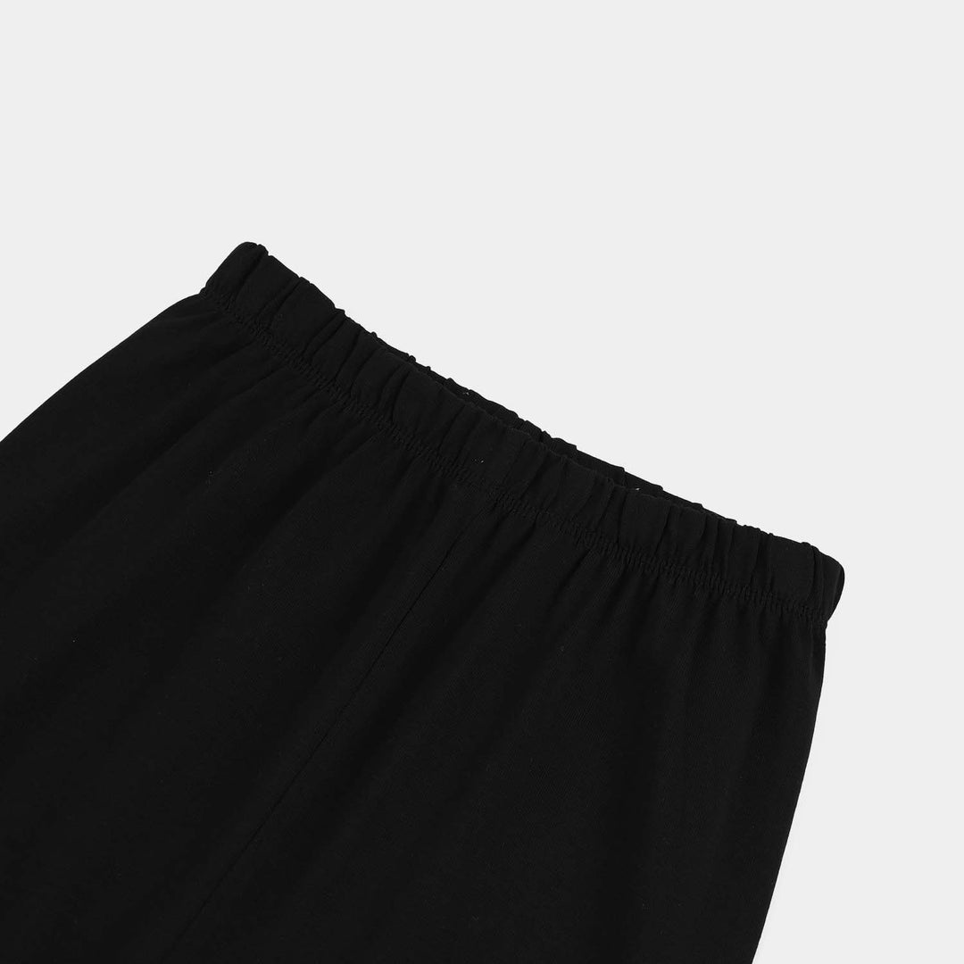 Girls Jersey/Terry Basic Tights - Black
