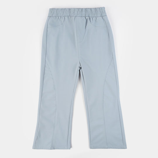 Girls Poly Twill Jeggings (Flared) - Blue