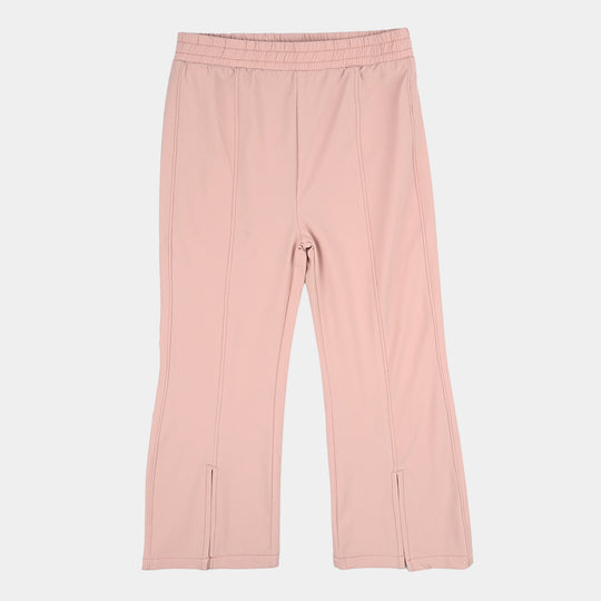 Girls Poly Twill Jeggings (Flared) - Pink