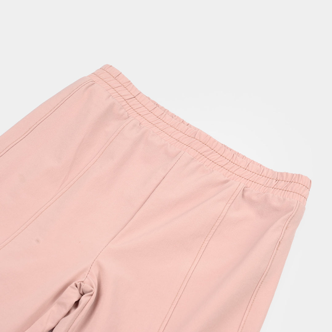 Girls Poly Twill Jeggings (Flared) - Pink